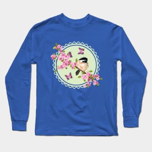 Spring Flowers And Bird Art Long Sleeve T-Shirt